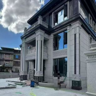 芜湖 别墅干挂，芝麻白与芝麻黑完美配合